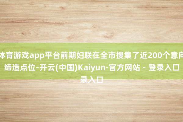 体育游戏app平台前期妇联在全市搜集了近200个意向缔造点位-开云(中国)Kaiyun·官方网站 - 登录入口