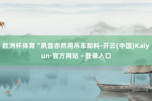 欧洲杯体育“夙昔亦然用吊车卸料-开云(中国)Kaiyun·官方网站 - 登录入口
