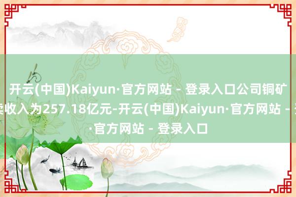 开云(中国)Kaiyun·官方网站 - 登录入口公司铜矿山端买卖收入为257.18亿元-开云(中国)Kaiyun·官方网站 - 登录入口
